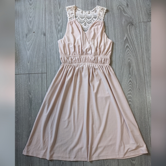 Pale Pink Crochet Back Dress - Picture 1 of 7